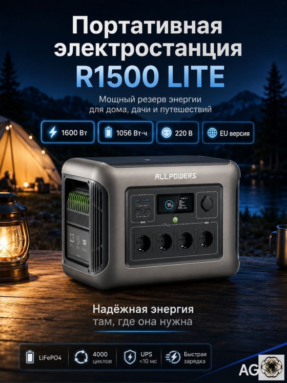 Портативная зарядная станция ALLPOWERS R1500 LITE — 1600W / 1056Wh